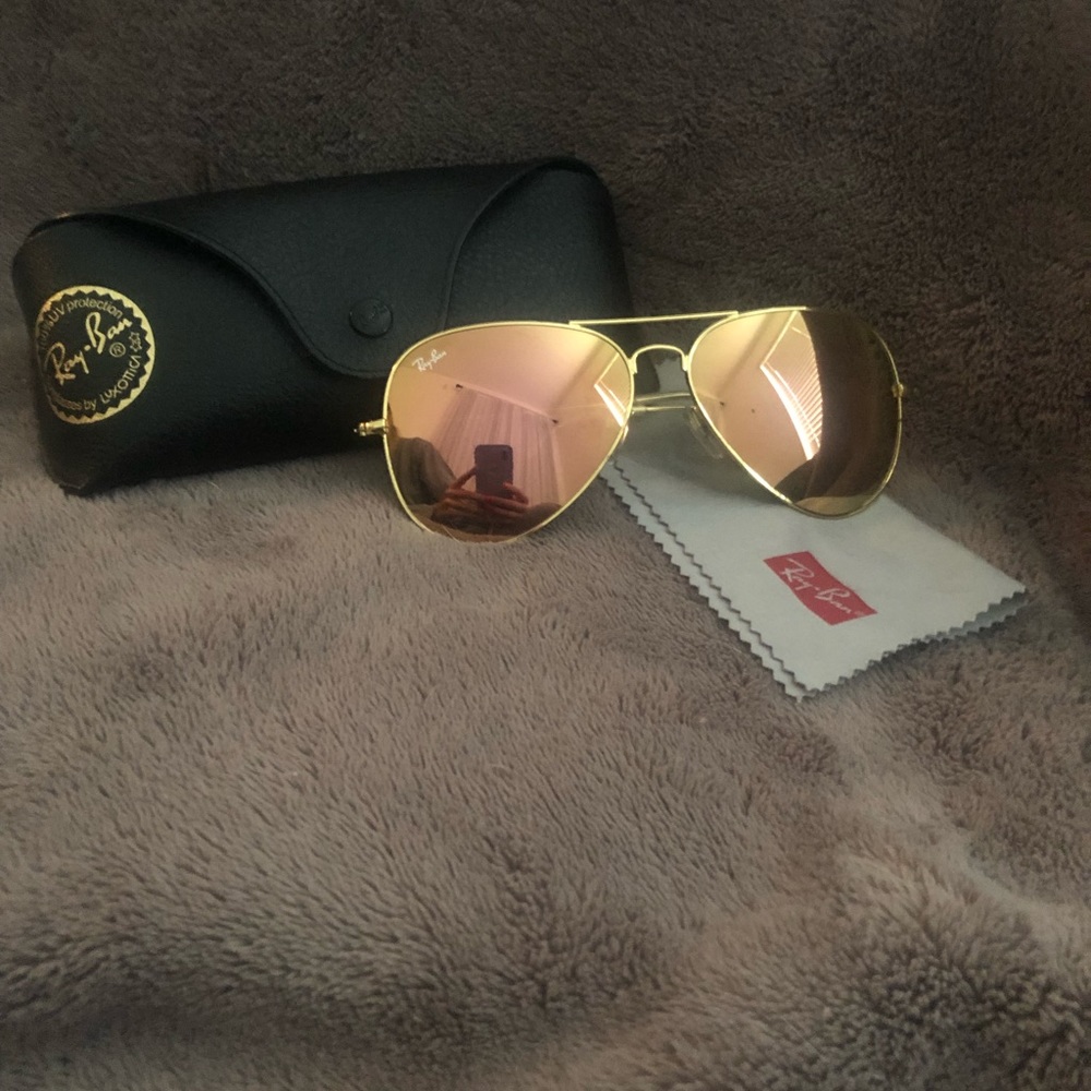 Authentic RayBan aviators, case, & cleaning cloth